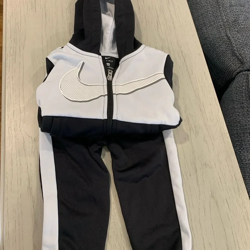 Nike Kids Black and White Dri-FIT Hoodie Set